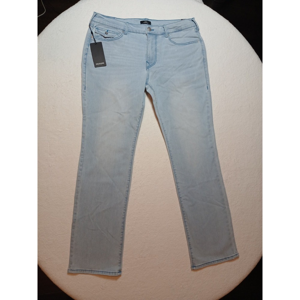 NWT True Religion Ricky SN Flap Straight Jeans Men's 36x34 Light Endless Wash